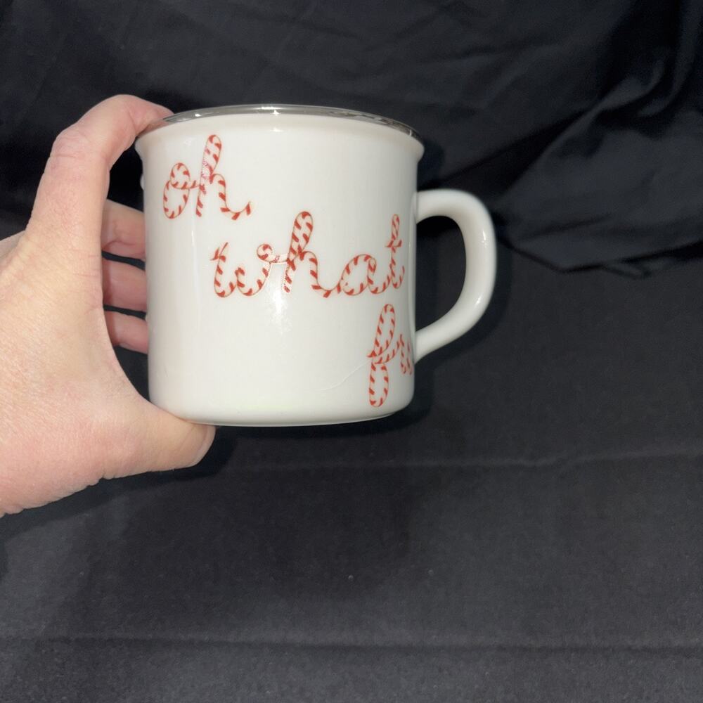 Pottery Barn “Oh What Fun” Peppermint, Sentiments Candy Cane Christmas Mug